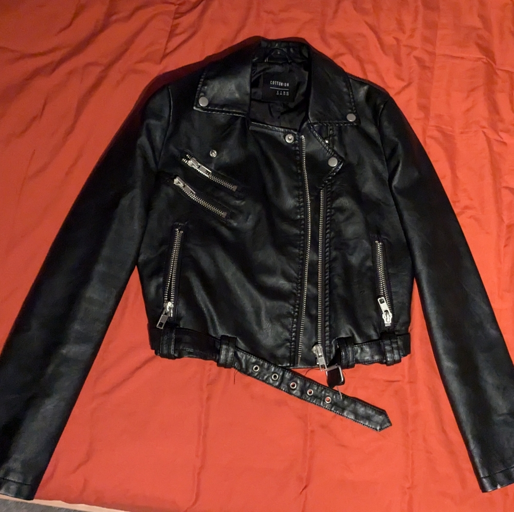 Black Faux Leather Biker Jacket